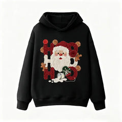 VINESU Cotton Christmas Hoodie | Creative "HO HO" Santa Printed Design