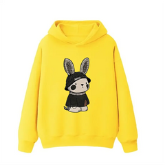 VINESU Cool Bling Bunny Ear Embroidered Hoodie|3D Embroidery + Rhinestone Ears