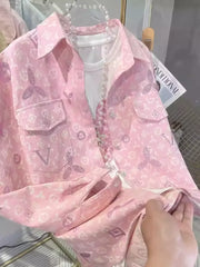 VINESU All-Over Rhinestone Embroidery Oversized Shirt Jacket 👚Stylish Casual Outerwear