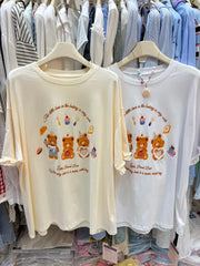 A157 - 3D Plush Ornament Graphic Tee - Funny Animal "Nice Day" T-Shirt - 220g Premium Heavyweight Cotton - Retro Streetwear