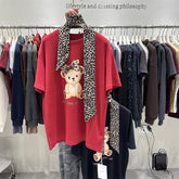 VINESU Leopard Bow Rebellion Teddy T-Shirt