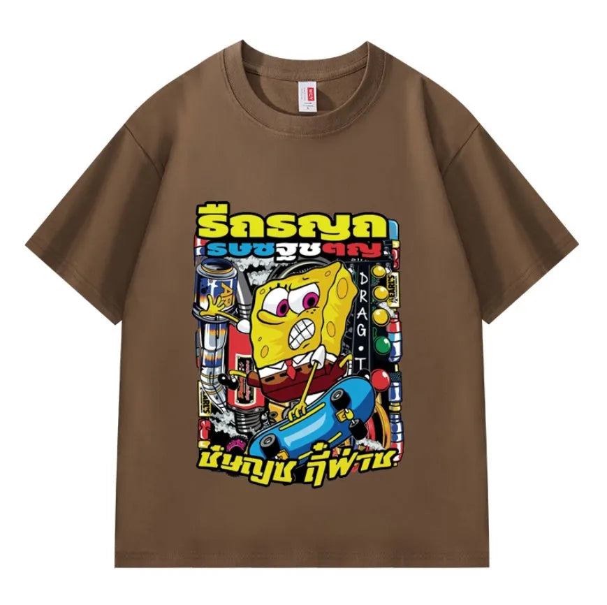 VINESU SpongeBob Printed Heavyweight T-shirts
