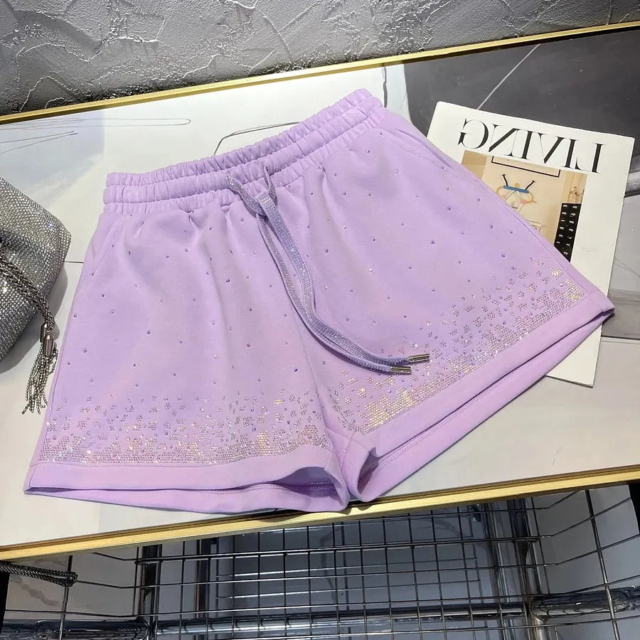 VINESU | New Style-Summer Hot Diamond Loose Short Sweatpants