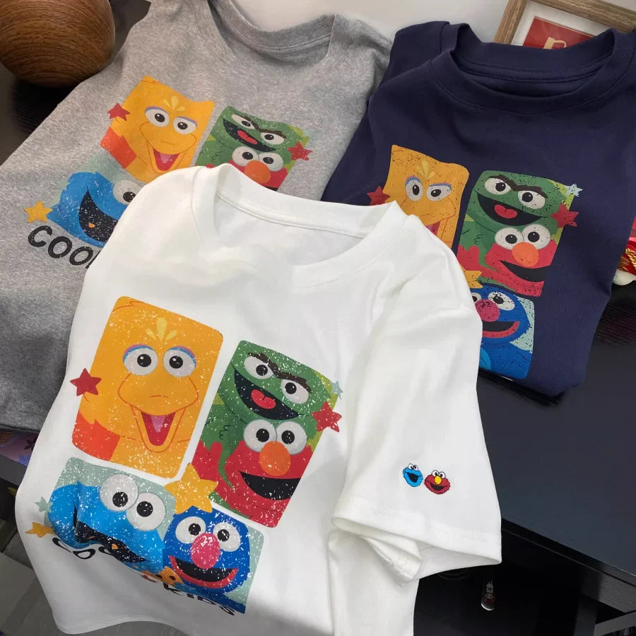 A154 - Elmo Graphic Tee - Retro 90s Pop Art Cartoon T-Shirt - 220g Premium Heavyweight Cotton
