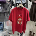 VINESU Christmas Limited Plush Collar T-Shirt ⛄ Snowman Print Festive Winter Top
