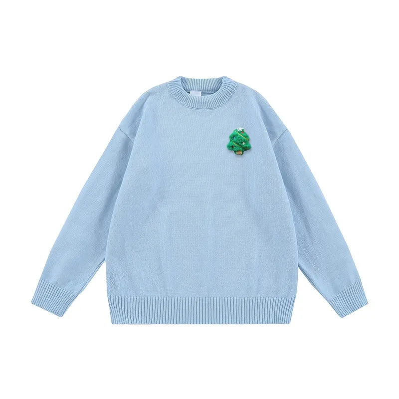 VINESU Handmade 3D Felt Decor Crewneck Sweater