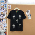 VINESU A26 - Rhinestone Butterfly Tassel Crew Neck Cotton T‑shirt, Soft & Stylish