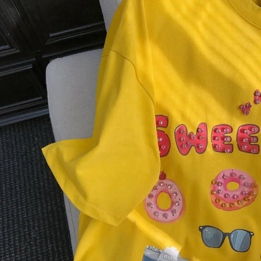 VINESU A17 - "Sweet" Bear Hand-Embellished T-Shirt
