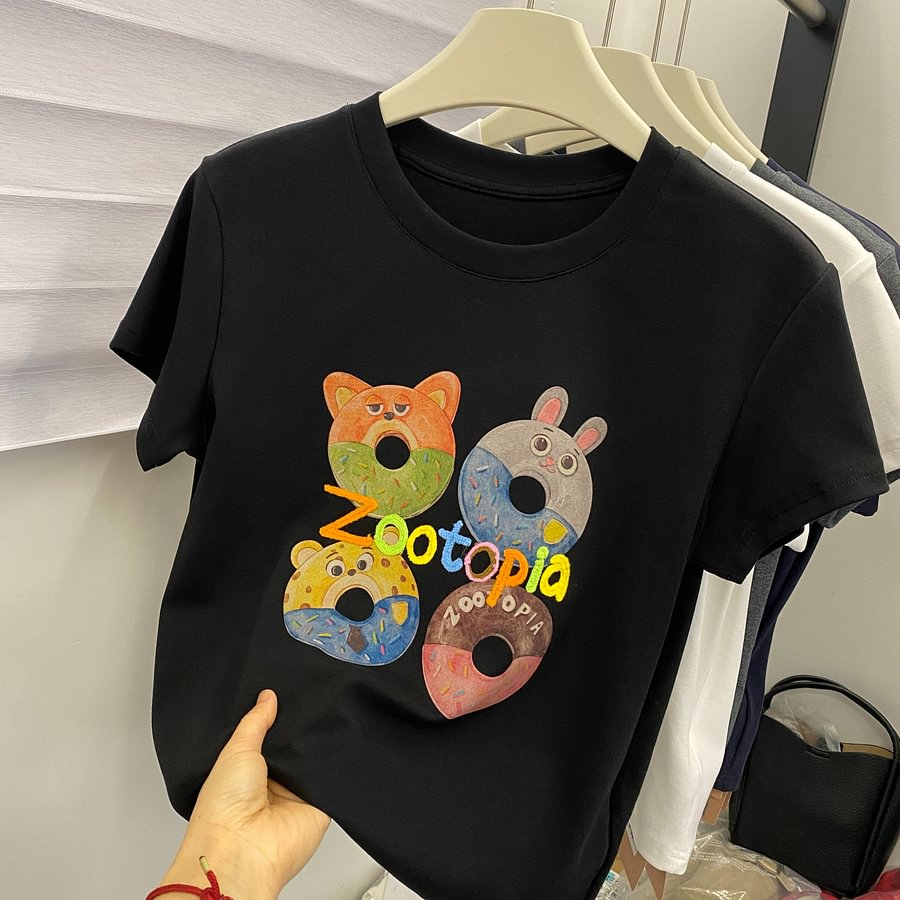 A179 - Zootopia Nick & Judy Graphic Tee - Hand-Embroidered Lettering - 220g Premium Heavyweight Cotton