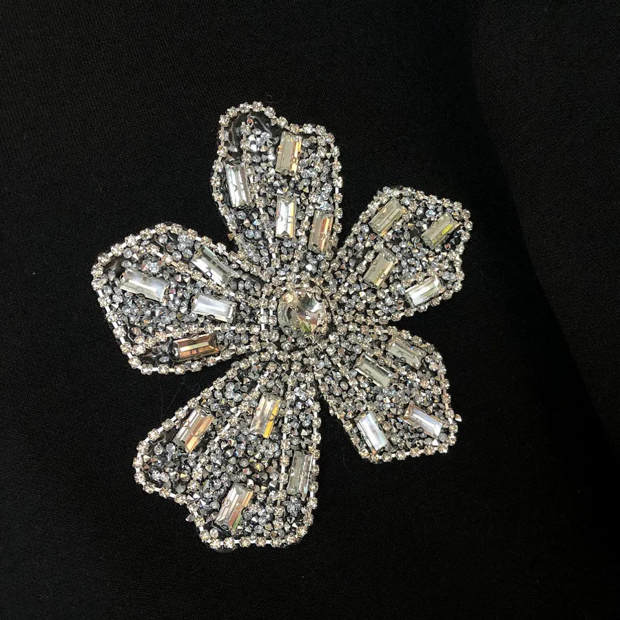 VINESU Sparkly floral embellishment T-shirts 🌸 A delicate trick for basic styles