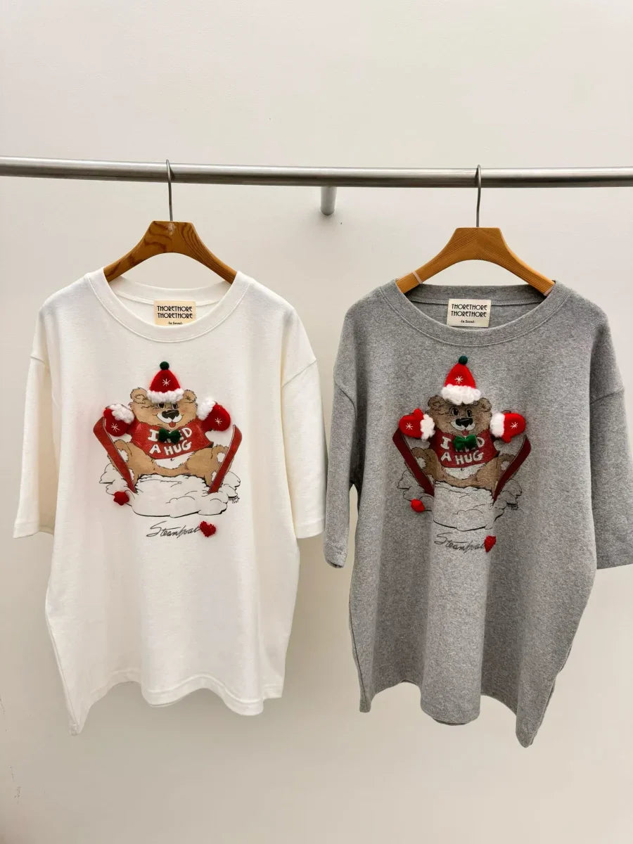 Vinesu A79 - 3D Plush Teddy Bear Christmas T-Shirt