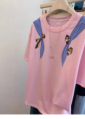 VINESU Playful Chipmunk "Cape" Print T-Shirt (Front & Back Design)