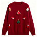 VINESU Christmas Vibe Max🎅 Handmade 3D Felt Decor Red Crewneck Sweater🔥