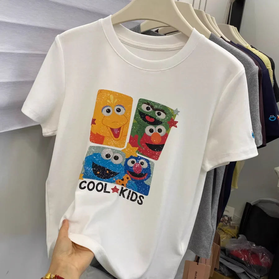 A154 - Elmo Graphic Tee - Retro 90s Pop Art Cartoon T-Shirt - 220g Premium Heavyweight Cotton