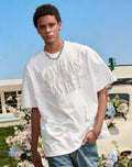 VINESU A37 - Oversized Pearl-Embellished "LOVE IS SWEET" T-Shirt, Unisex Streetwear Tee