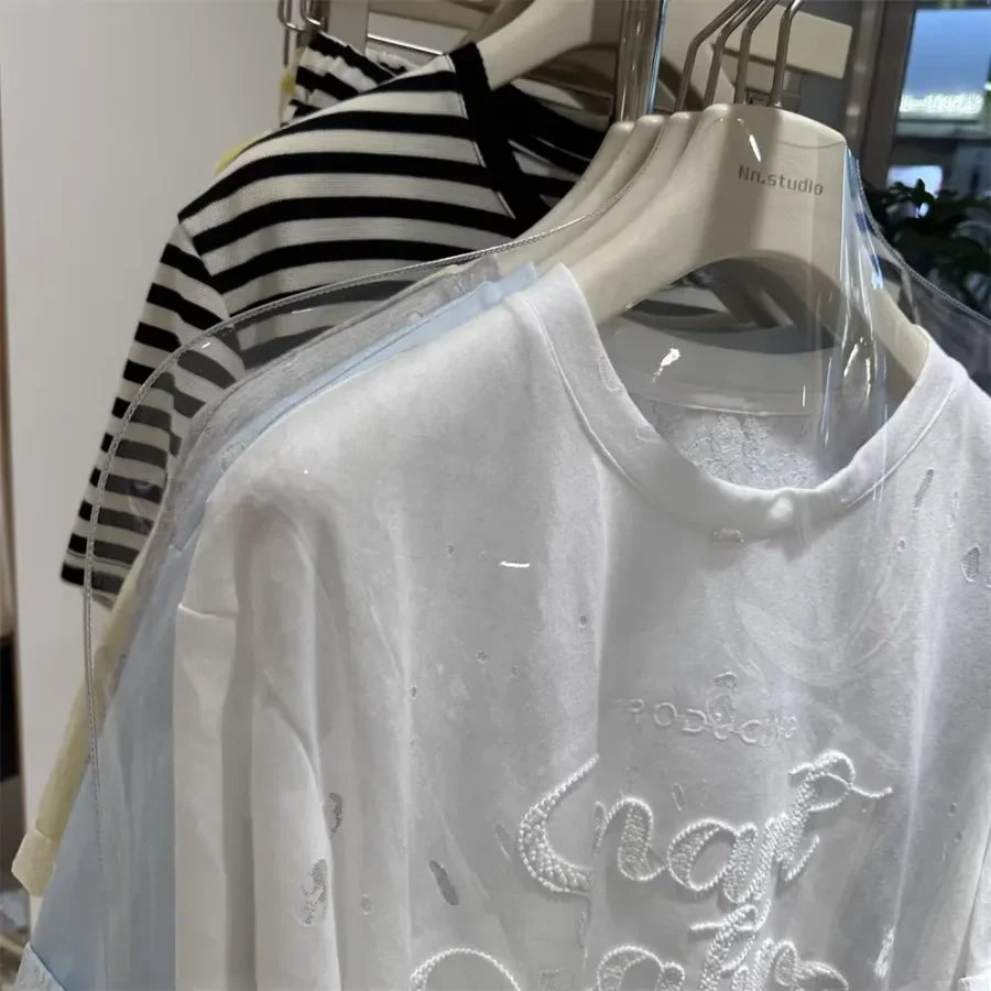 A137 - SS26 Designer Series: Intricate Lace & Embroidery Distressed Oversized Tee