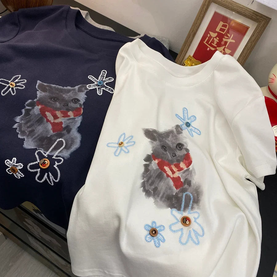 A190 - Vintage Kitten Graphic Tee - 220g Premium Heavyweight Cotton