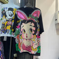 A212 - Betty Boop Bunny Sparkle Oversized Tee - 320g Heavyweight Premium Cotton - Rhinestone Double-Sided Streetwear Shirt
