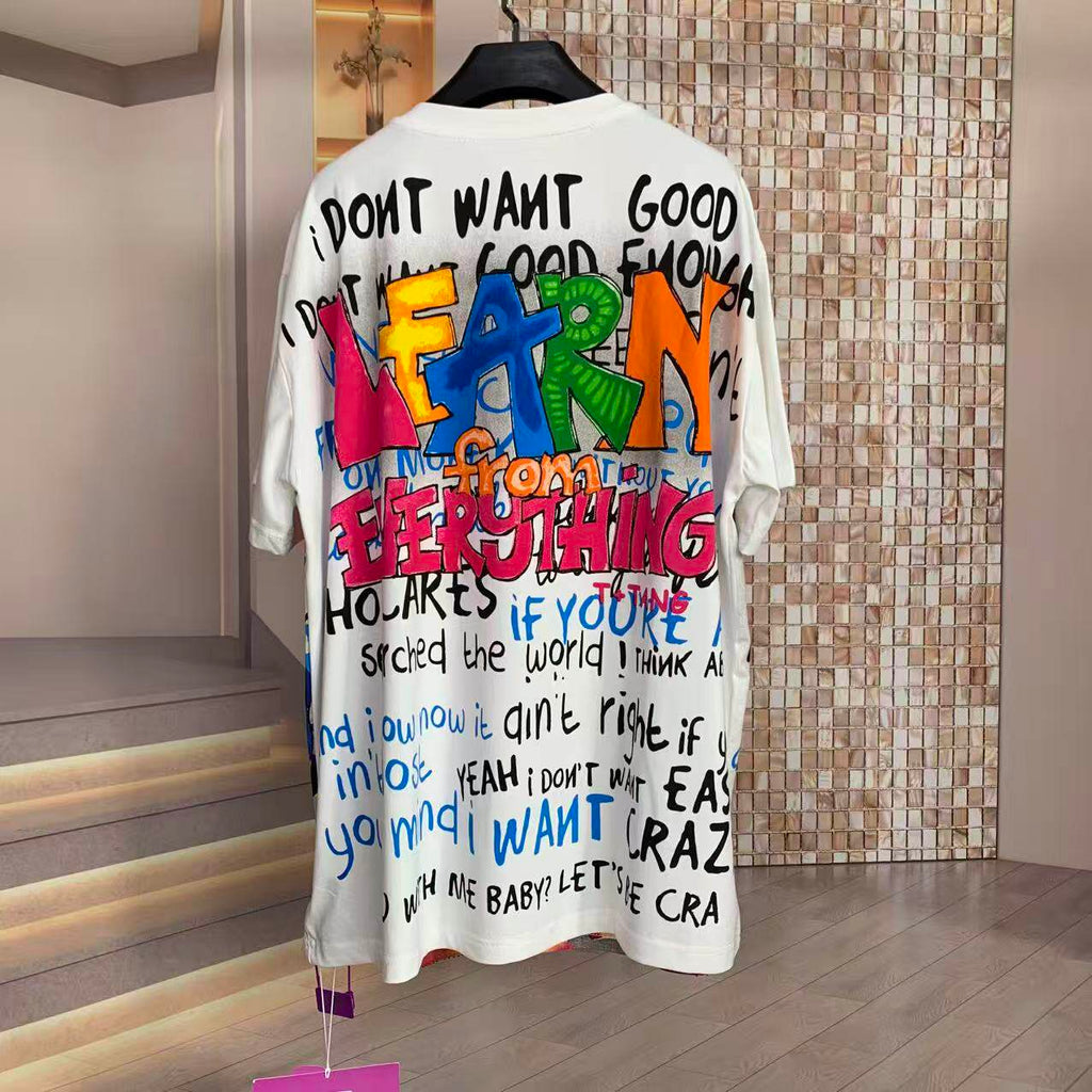 A245 - Betty Boop Rhinestone Embellished Oversized Graphic Tee