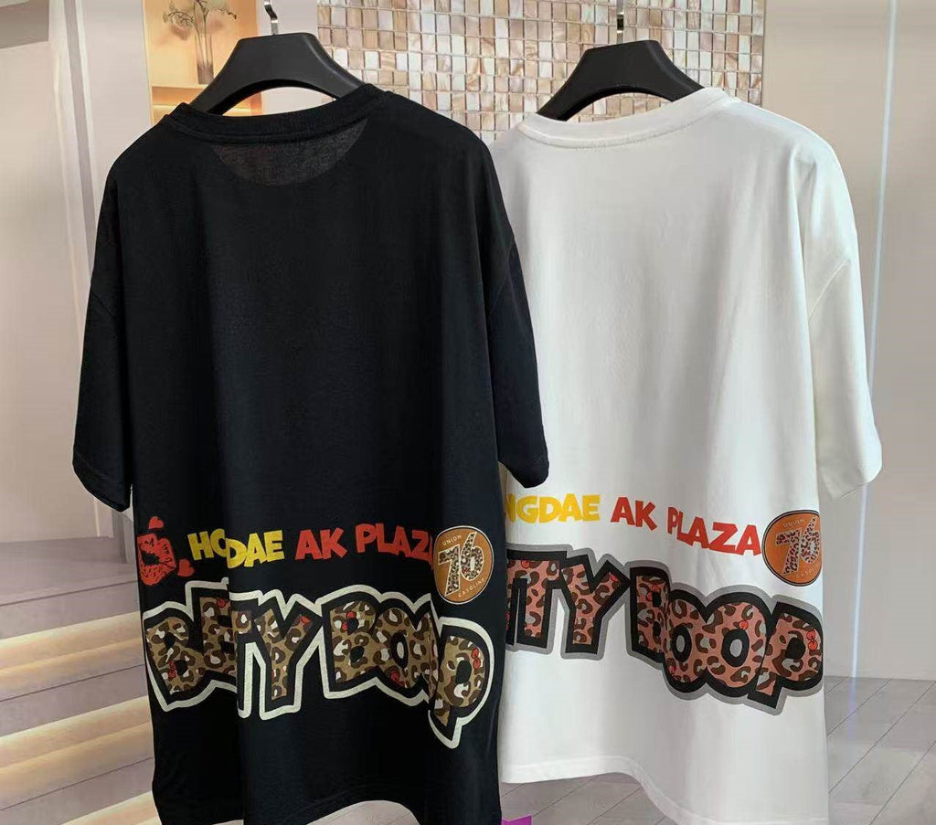 A224 - Betty Boop Y2K Mashup Sparkle Oversized Tee - 320g Heavyweight Breathable Cotton - Premium Bling Character Streetwear Boxy T-Shirt