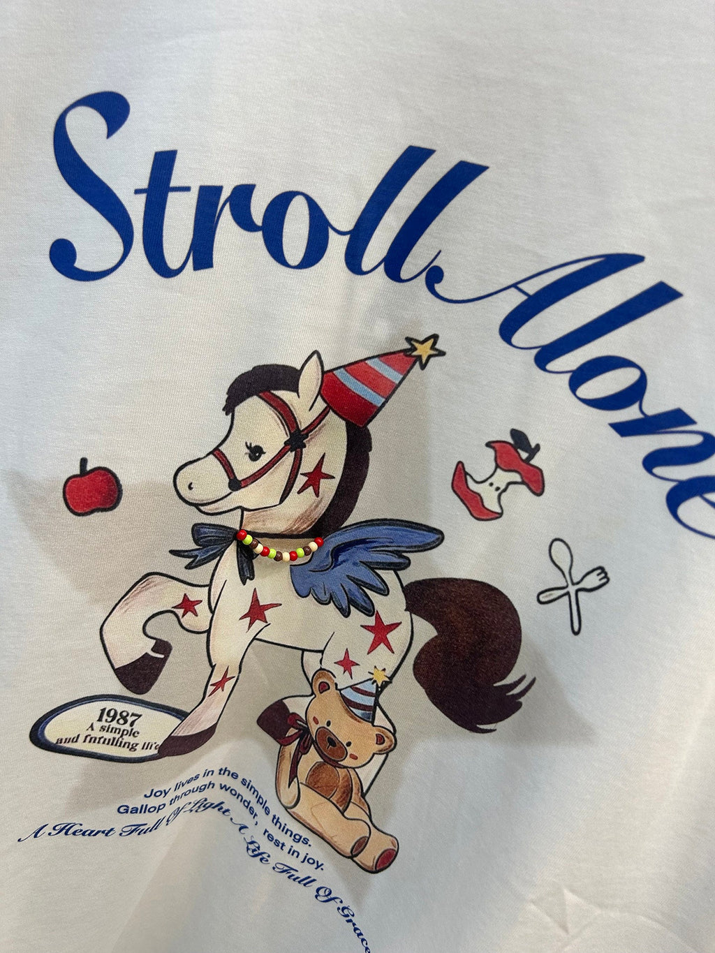 A247 - 🐴✨ Stroll Alone 3D Necklace Pony Graphic Oversized T-Shirt