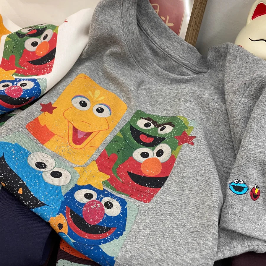A154 - Elmo Graphic Tee - Retro 90s Pop Art Cartoon T-Shirt - 220g Premium Heavyweight Cotton