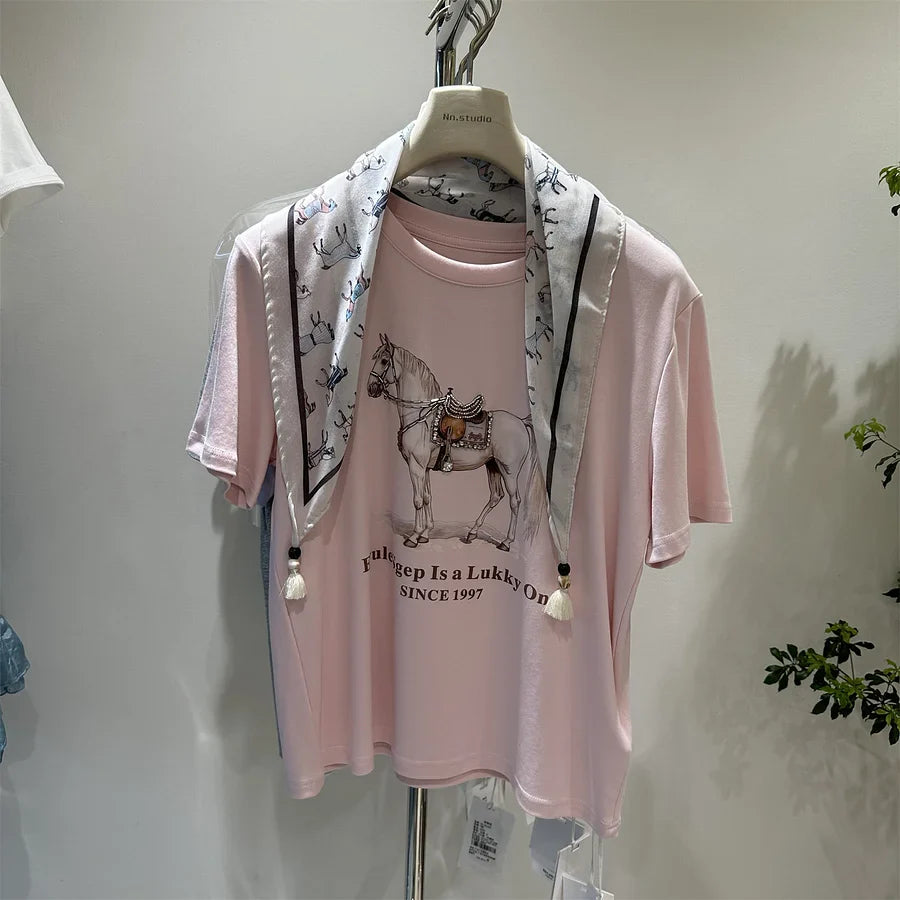 A191 - Artistic Graphic Tee with Beaded Embroidery - 220g Premium Heavyweight Cotton