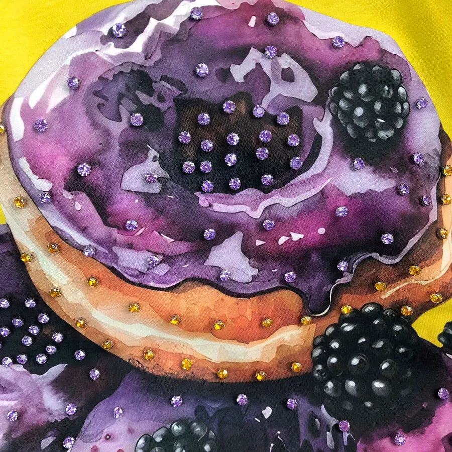 VINESU Heavy Beaded Donut Print Short Sleeve