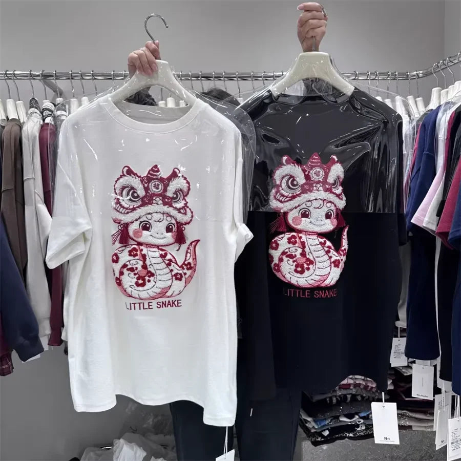 A147 - Premium Heavy Embroidery Oversized Tee - Textured Character Edition