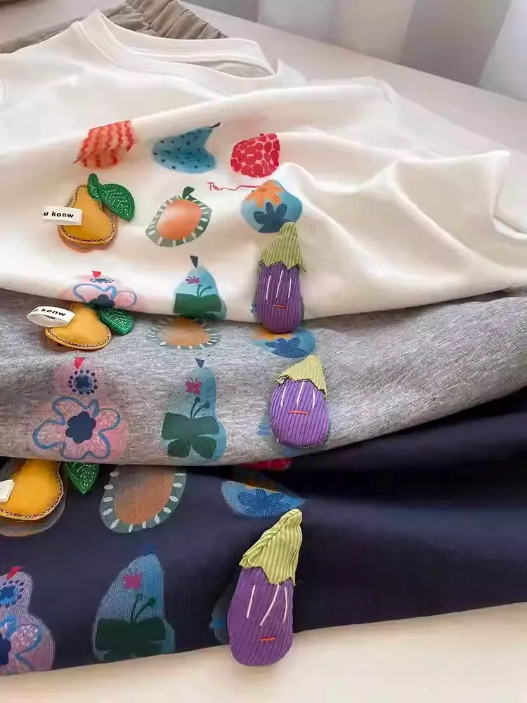 A97 - 3D Padded Fruit & Veggie Plush Tee – Heavyweight Structured Cotton