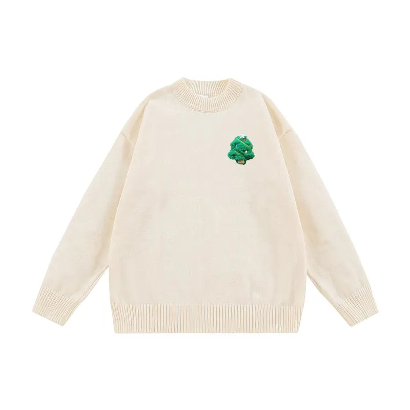 VINESU Handmade 3D Felt Decor Crewneck Sweater