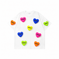 A240 - Heart Pop Handmade 3D Appliqué T-Shirt | 100% Cotton Colorful Heart Tee