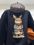 VINESU Heavy-Duty Glasses Bunny Crewneck Sweatshirt - Trendy Casual Style