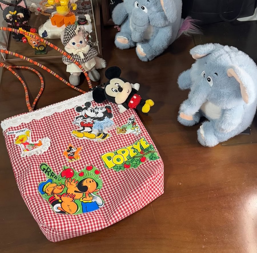 Vinesu Customer Appreciation Sale 💗 Vintage Cartoon Character Plaid Handbag