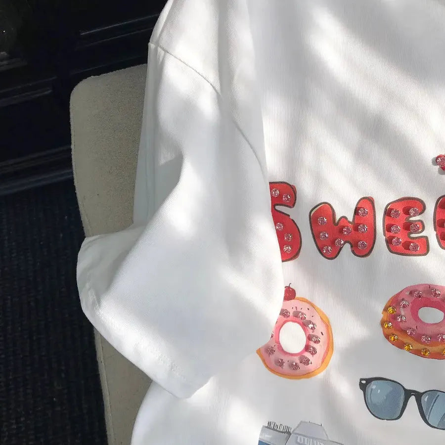 VINESU A17 - "Sweet" Bear Hand-Embellished T-Shirt