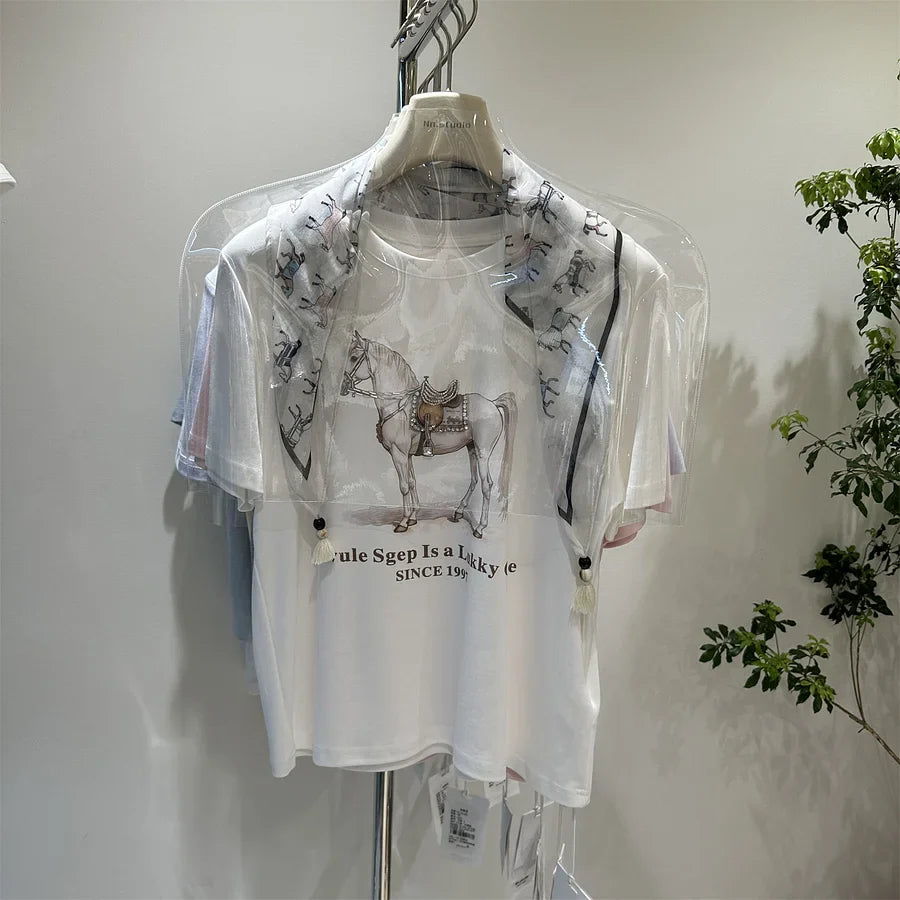 A191 - Artistic Graphic Tee with Beaded Embroidery - 220g Premium Heavyweight Cotton