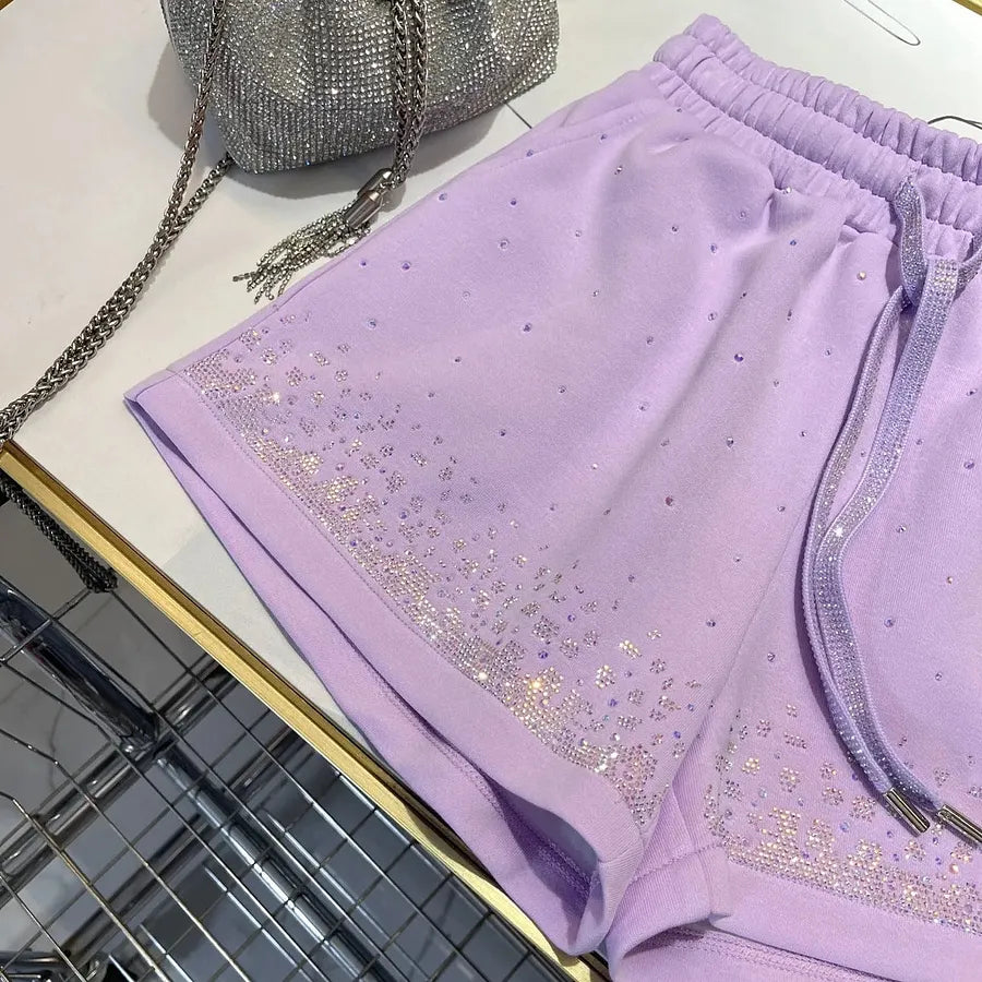 VINESU | New Style-Summer Hot Diamond Loose Short Sweatpants