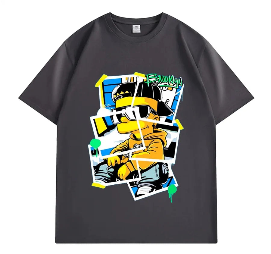 VINESU Sticker Bart Printed Heavyweight T-shirts