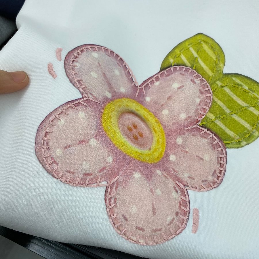 A187 - Embroidered Floral Graphic Tee - Hand-Finished Wildflower Detail - 220g Premium Heavyweight Cotton