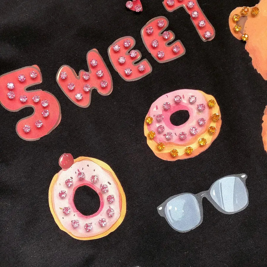 VINESU A17 - "Sweet" Bear Hand-Embellished T-Shirt