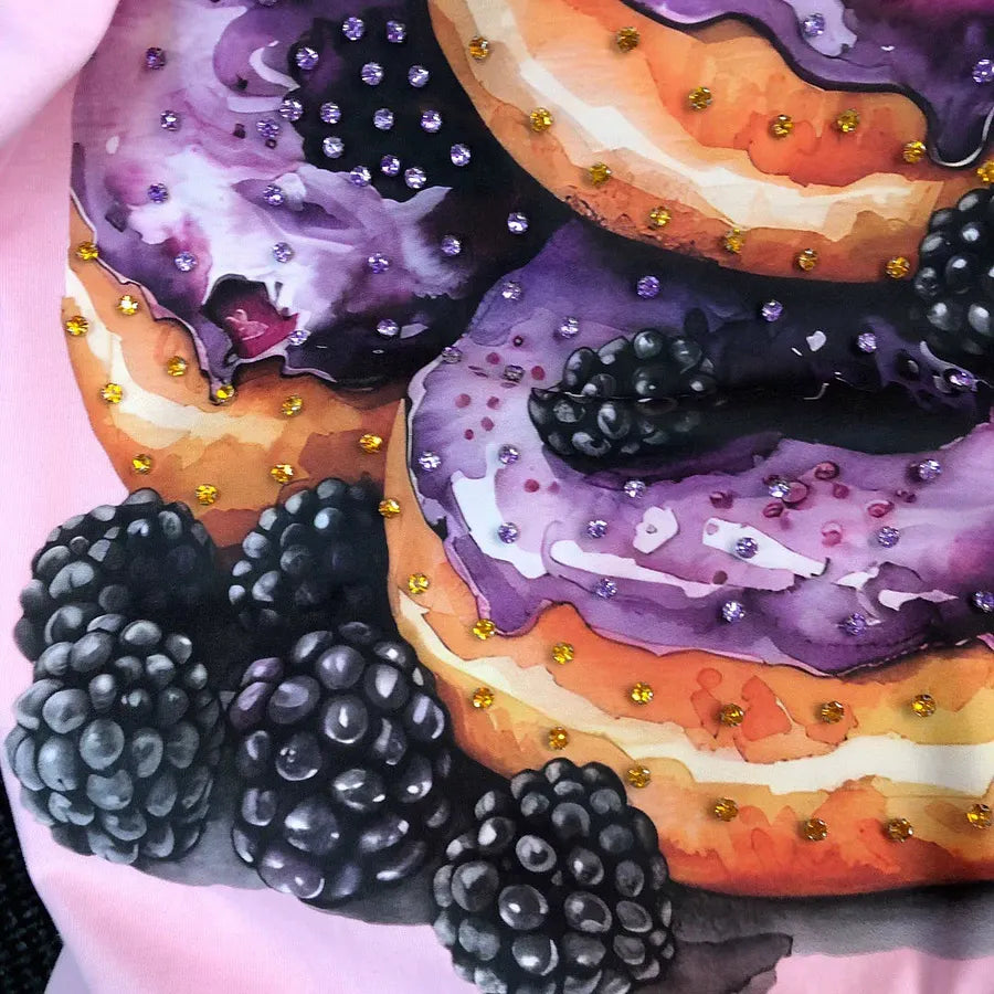 VINESU Heavy Beaded Donut Print Short Sleeve