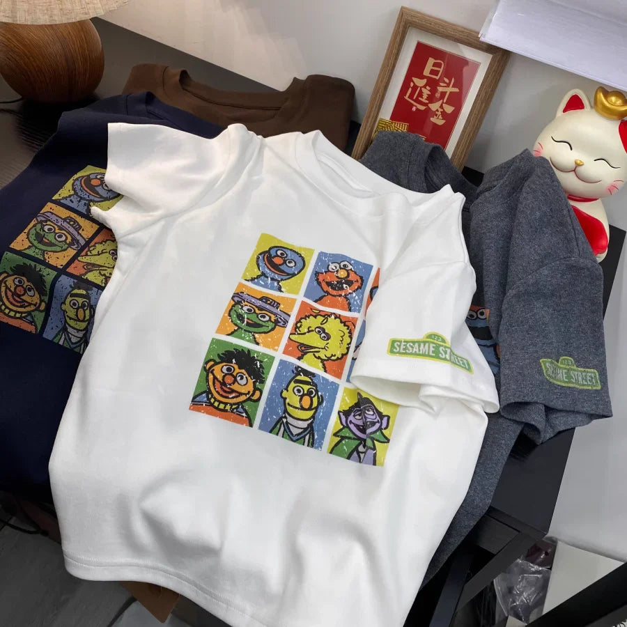 A156 - Funny Cartoon Cat & Mouse Graphic Tee - Retro Pop Art Streetwear T-Shirt - 220g Premium Heavyweight Cotton